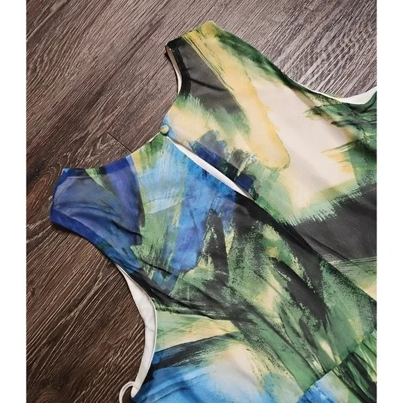 London Times Tiered Layered Mesh Sleeveless Dress XL NWT - Picture 7 of 13